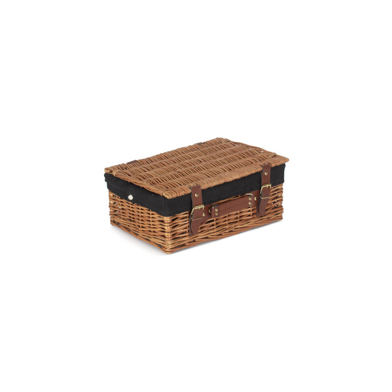 Wicker Hamper Basket with Lining, Light Steamed/Black, 15cm H x 36cm W x 26cm D