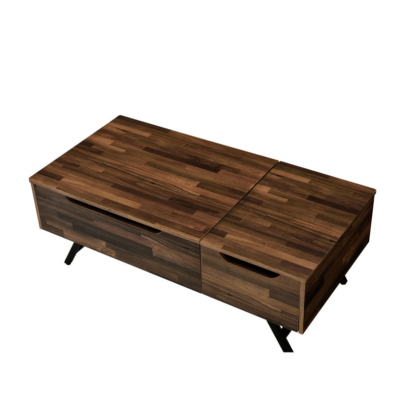 Table basse moderne avec plateau relevable et support en métal