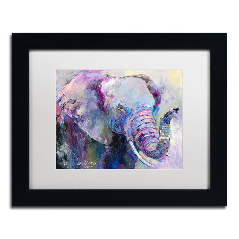 « blue éléphant », impression sur toile, H 11 po x l 14 po x P 0,5 po, Cadre noir, Blanc