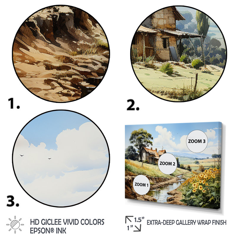 «Vietnam Rustic Countryside Charm» sur impression sur toile, Cadre photo doré simple, H 16 po x l 32 po x P 1 po