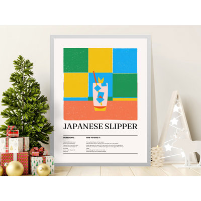 Japanese Slipper Cocktail Wall Art, Drink Recipe Print, Bar Decor, Kitchen Art, Framed Art Available, Home Decor