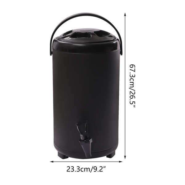 Insulated Beverage Dispenser with Thermometer Stainless Steel Cold and Hot  Drink Dispenser with Spigot 10 Liters Black for Party 