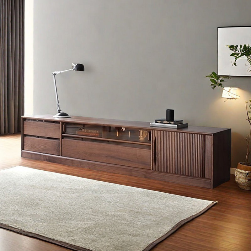 Black walnut solid wood TV cabinet