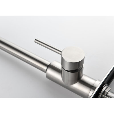 Robinet de cuisine avec douchette rétractable en acier inoxydable, nickel brossé, buse rotative à 360 °, deux modes de sortie d'eau, robinet facile à gérer la température et le débit, fabriqué en acier, aimable, simple et