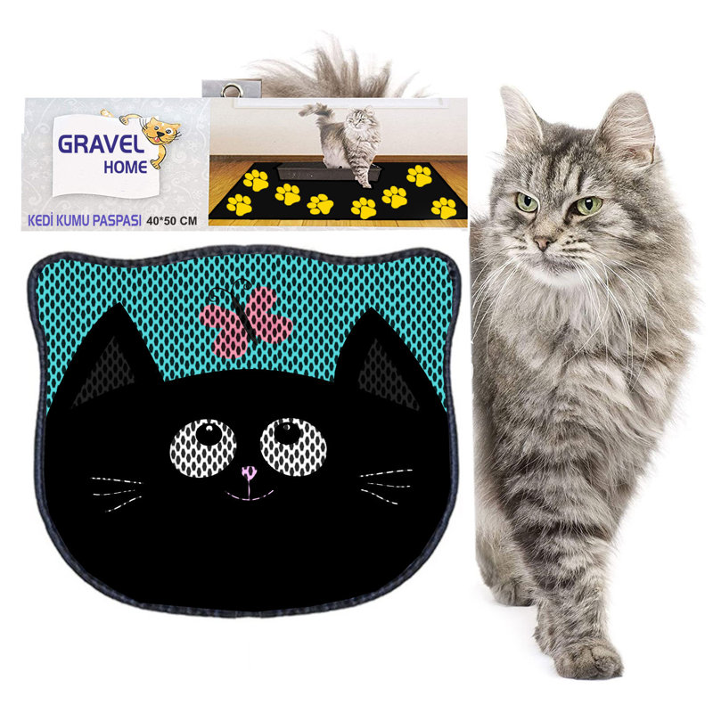 Tapis de litière durable pour chat, 15,7 po x 19,7 po | 50% PVC / 50% polyester, lavable à la machine et passer l'aspirateur | Parfait pour un nettoyage facile, conception antidérapante pour garder votre maison propre et fraîche, idéal pour les propriétaires d'animaux de compagnie