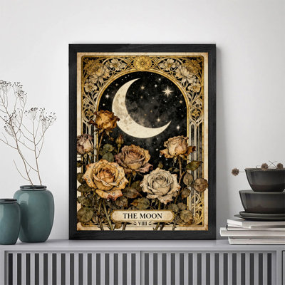 Art mural noir encadré noir «The Moon Tarot» - Art nouveau