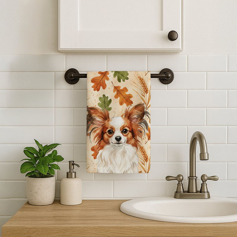 Serviette de cuisine blanche et rouge Papillon, White with Red Papillon