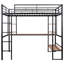 Lit Loft en métal et panneau de fibres à densité moyenne avec long bureau et tablettes