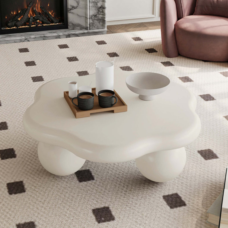 Table basse 35 "en forme de nuage crème, Crème, Crème