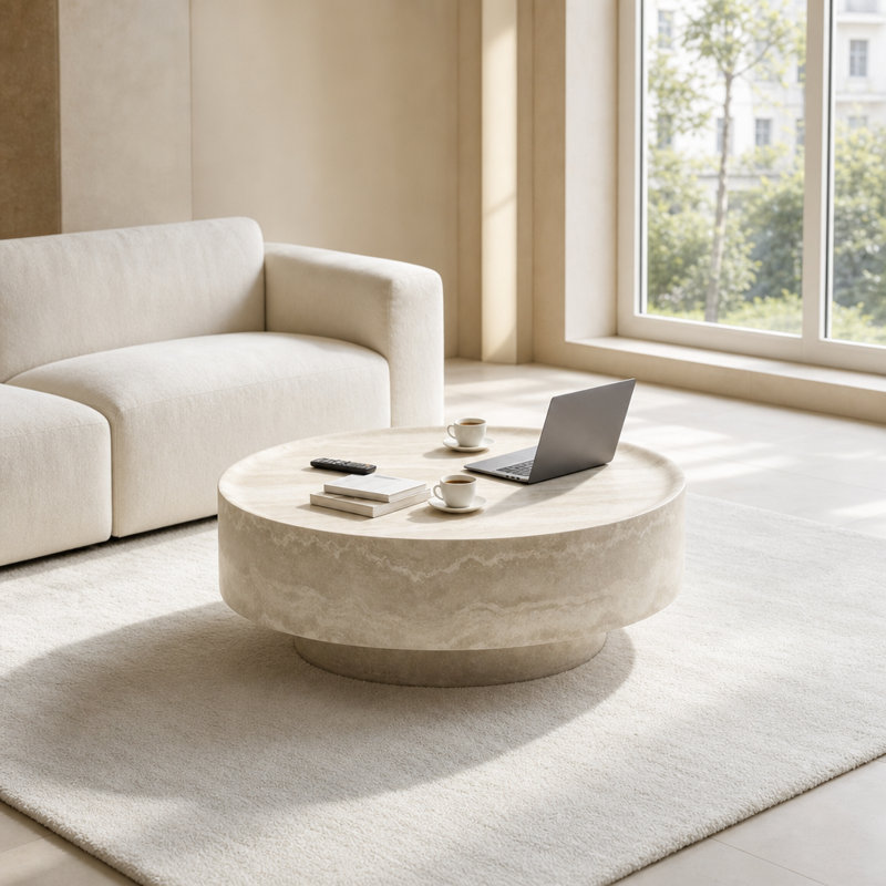 Table basse ronde, table d'appoint sculpturale