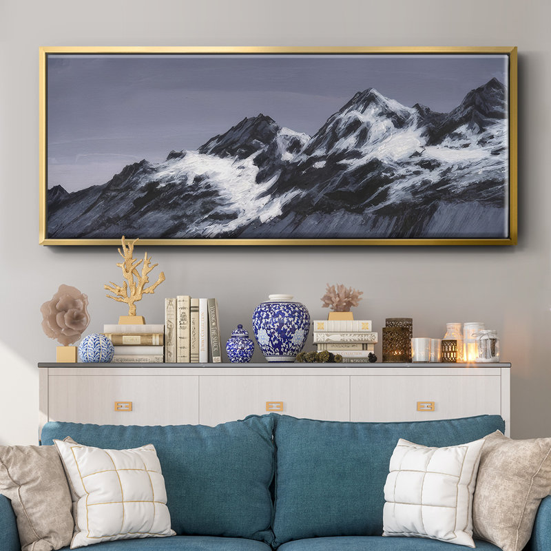 Moonlit Mountain Range II - Framed Canvas