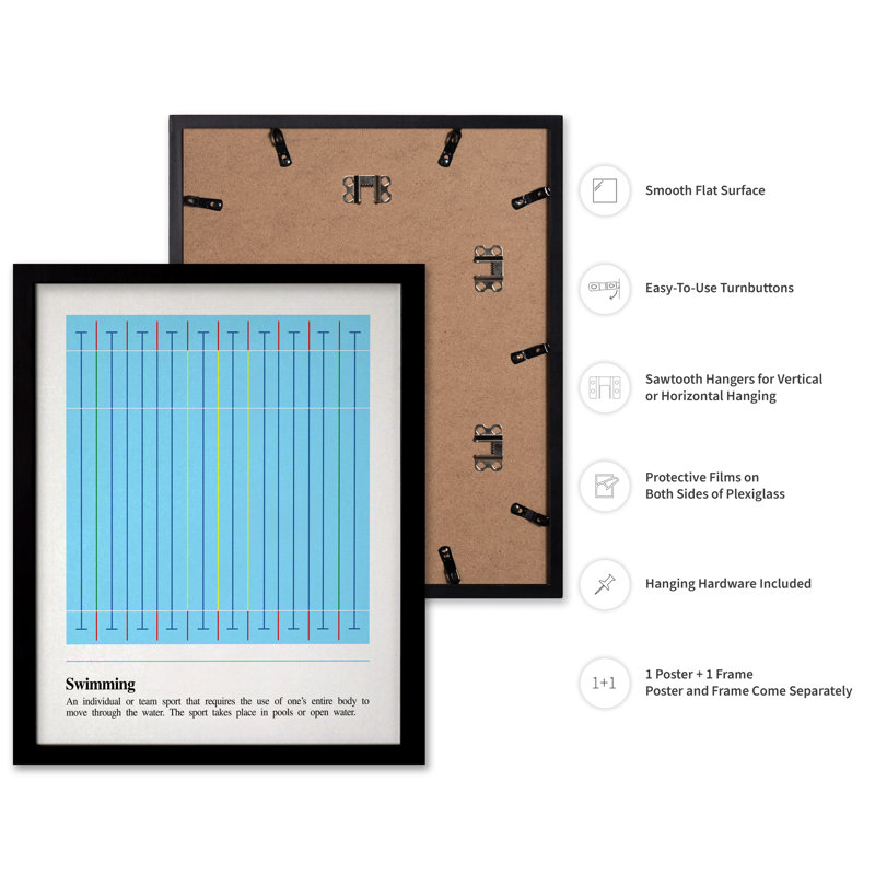 Natation définition, Black Framed, Poster, 08"H x 10"W