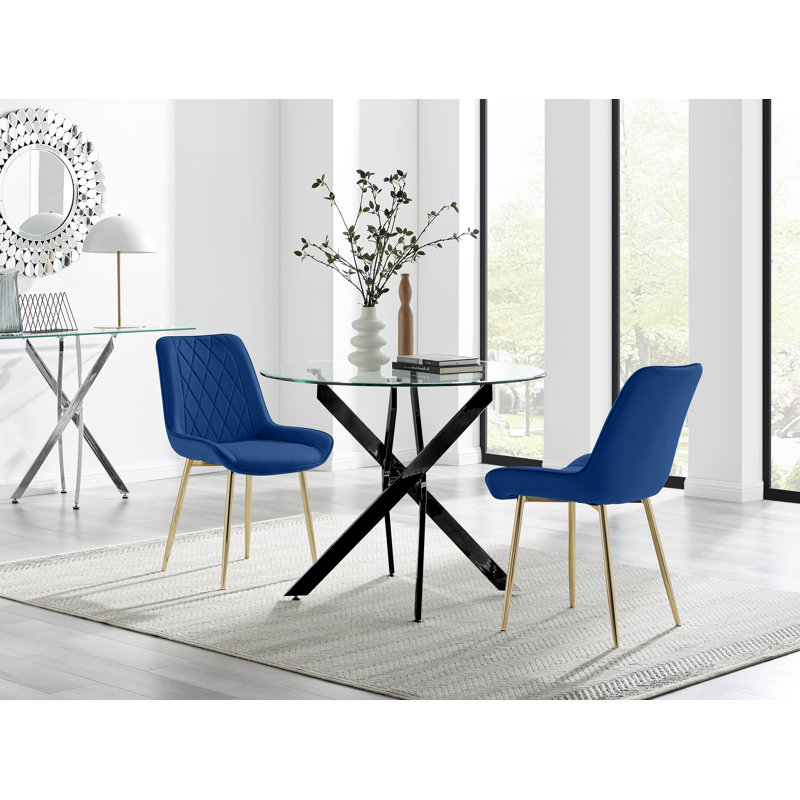 Bernell 2 - Person Dining Set, Navy/Gold