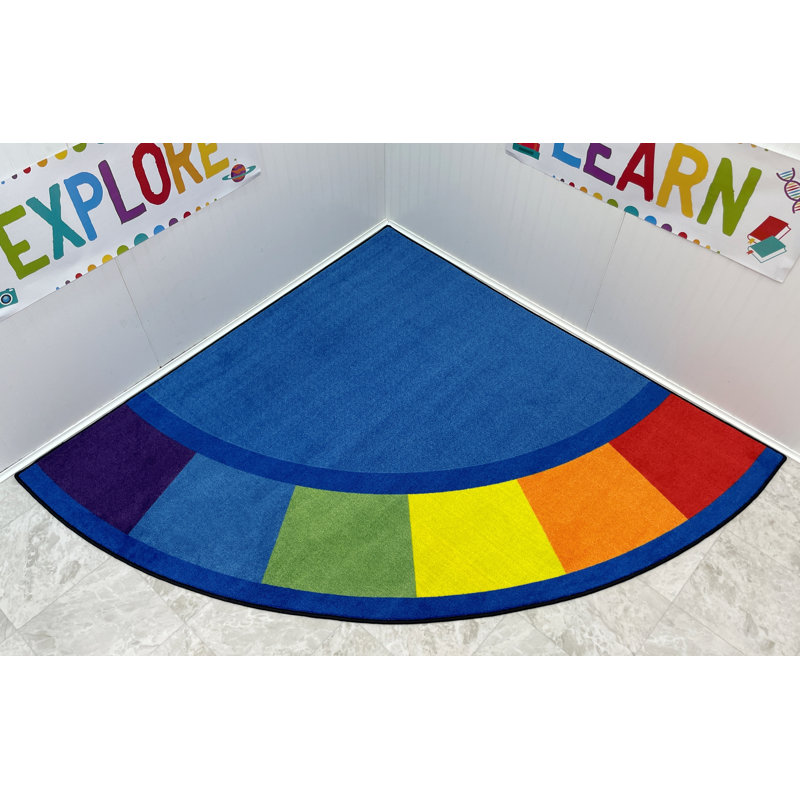 KidCarpet.com Colors Quarter Circle Classroom Carpet 6' x 6' for School Kids | Area Rug for Children Classroom or Kids Playroom | Seating Carpet for Kids Teen Room