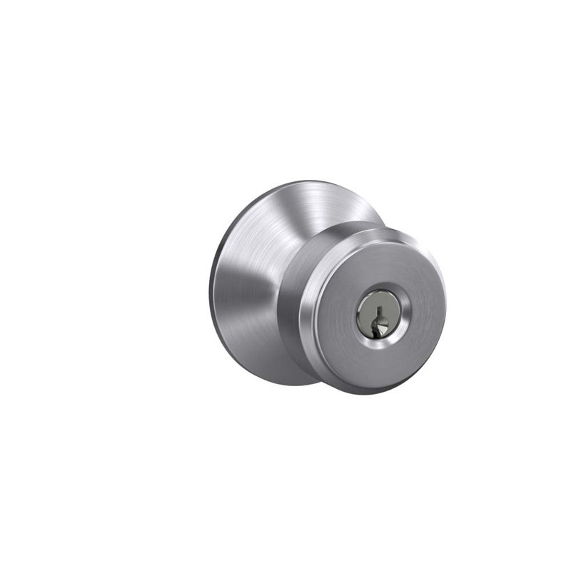 Bowery Keyed Entry Knob, Satin Chrome