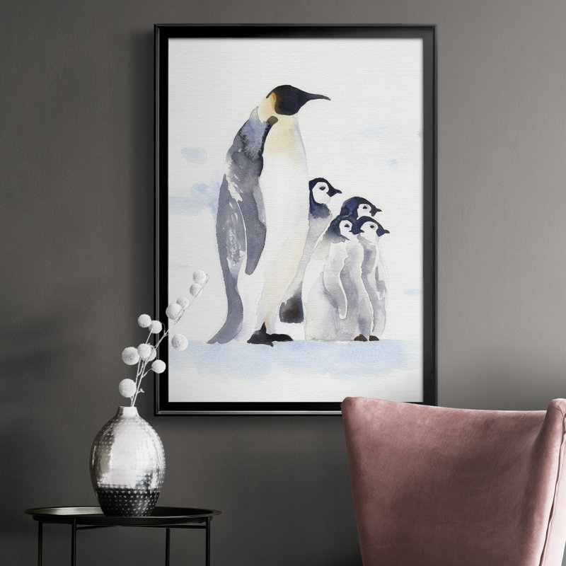 «Emperor Penguins I», toile encadrée de qualité supérieure - prête à être accrochée, H 36,5 po x l 26,5 po x P 1 po, Noir