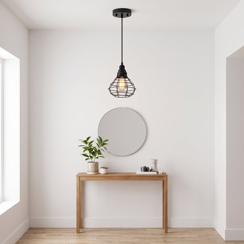 1-Light Matte Black Mini Kitchen Island Pendant
