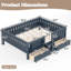 Grand avec tablettes et tiroirs de rangement intégrés, escalier de sécurité et rails de sécurité de haute qualité, bleu-498875872-498875879