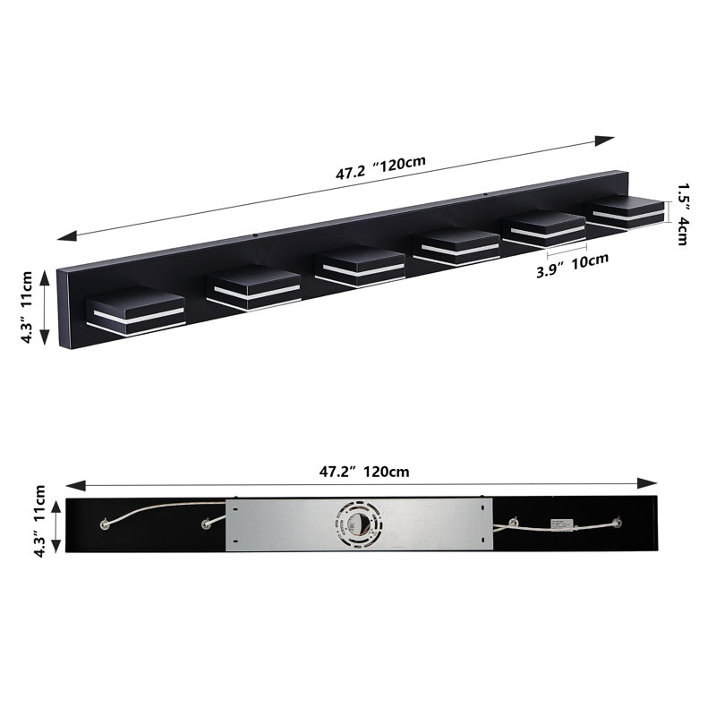 Dimmable LED Vanity Light Fixture 5500K, 6 Lights, Matte Black
