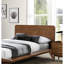 Eastern King Size Mid - Century Modern Walnut Solid Wood Bed, Platform Style, Panel Headboard, Tapered Legs, Mattress Ready For Bedroom Angled Leg, Single Piece Upgrading