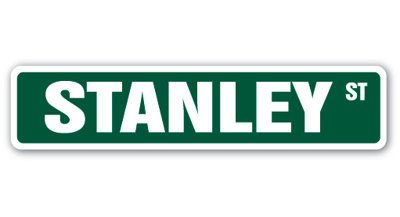 Stanley Street Sign Heavy Duty Plastic 4" X 18"