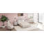 Lit moderne en bois avec tête de lit tapissier incurvée à DEL cachée, sans sommier tapissier, gris crème-324435098