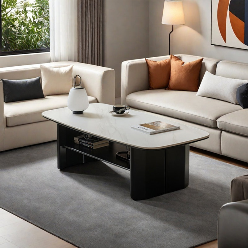 Rectangular rock plate solid wood coffee table