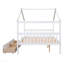 Lit double pleine grandeur en bois avec tiroirs, blanc
