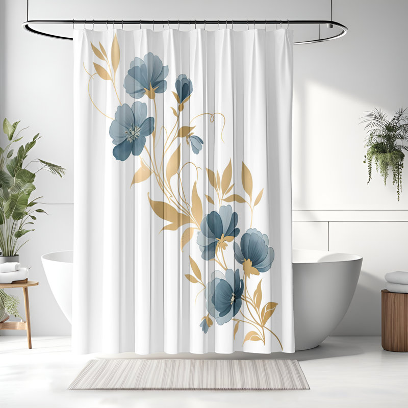Rideau de douche avec tapis de bain, L 70 po x H 93 po