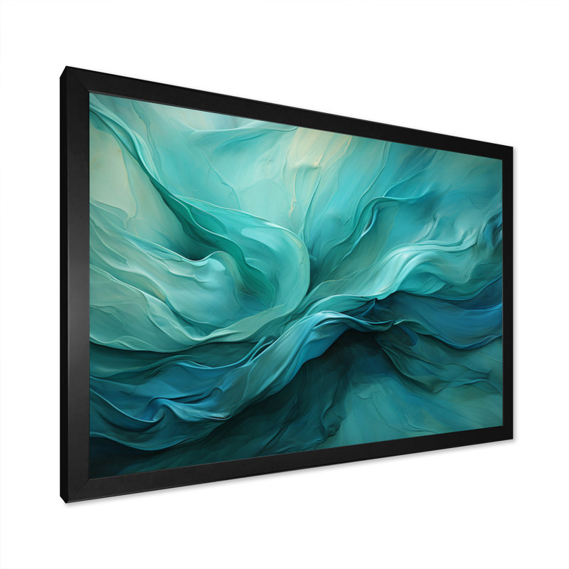 Turquoise Tranquility V - paysages abstraits, impressions sur toile, Cadre photo unique, H 30 po x l 40 po, Noir