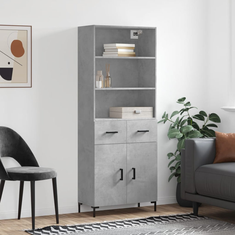 Merce 69.5 Wide 2 Drawer, Concrete Grey