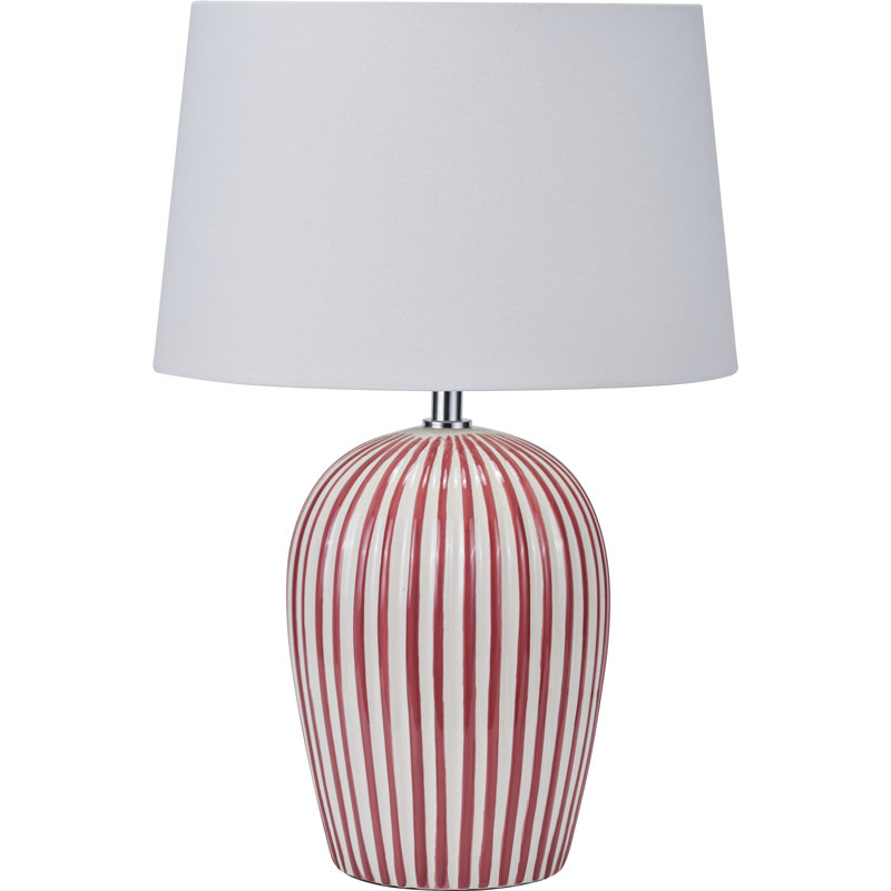 Ceramic Table Lamp, Red/White