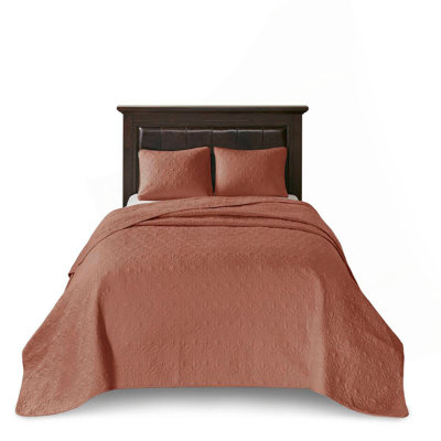 3 Piece Reversible Bedspread Set Clay Red