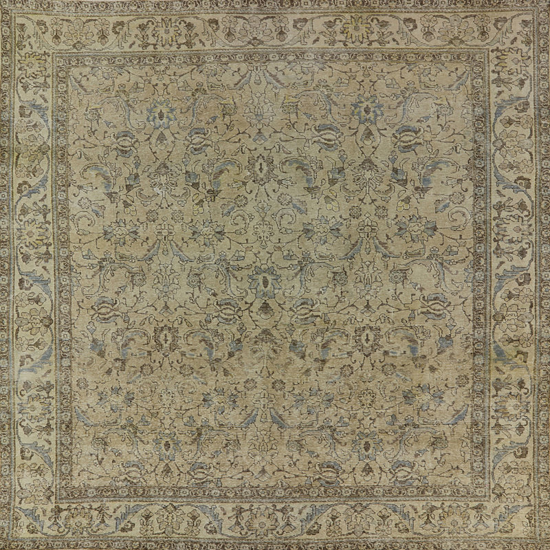 Tapis oriental beige / vert Chipman, Carré 8 pi