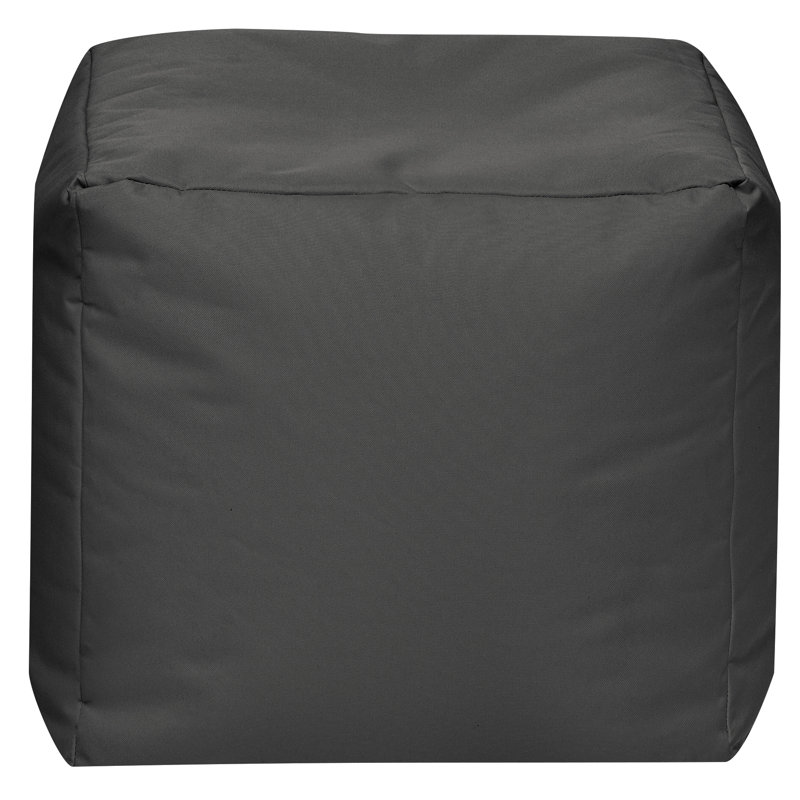  Moseley 16" Square Bean Bag Pouf Ottoman, Water-Repellent, Gray