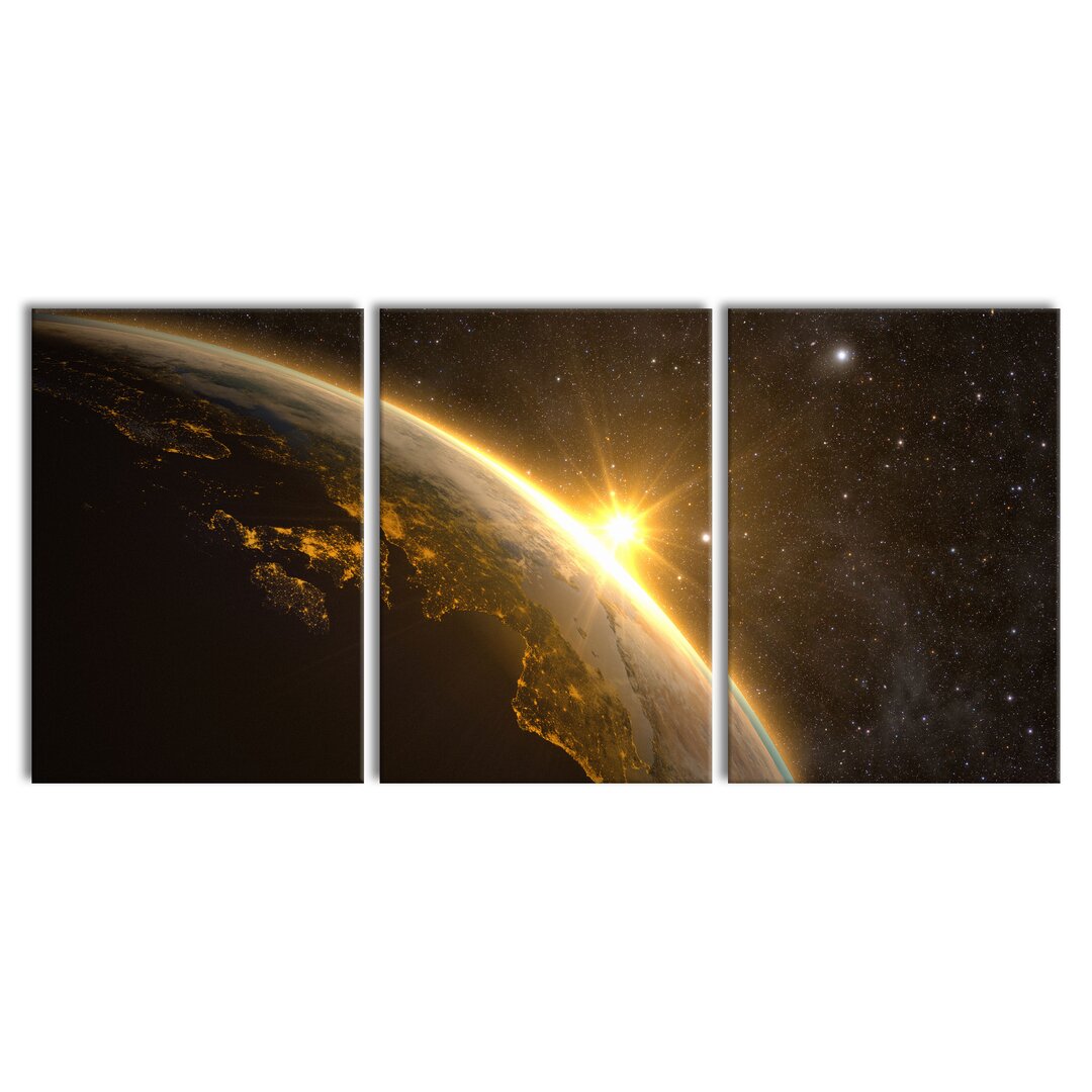 3-tlg. Leinwandbilder-Set Sun and Earth in Space