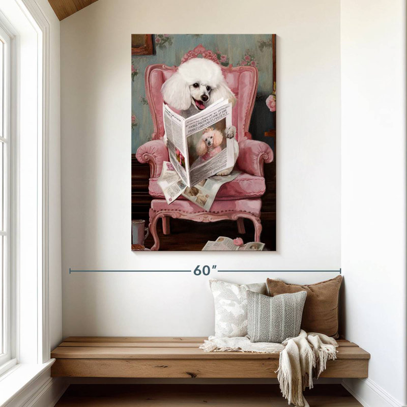 Brampt Poodle Reading News, 48" H x 32" W