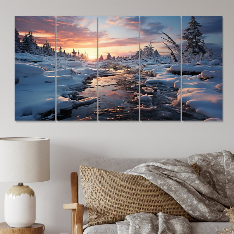 Frozen Wilderness Winter Landscape II - impression d'art mural paysages - 5 panneaux égaux