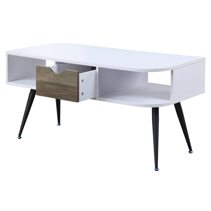 Table basse à la mode blanche et noire avec un tiroir pratique pour les essentiels et les compartiments de rangement