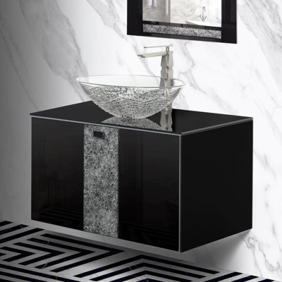 32'' Single Bathroom Vanity with Glass Top