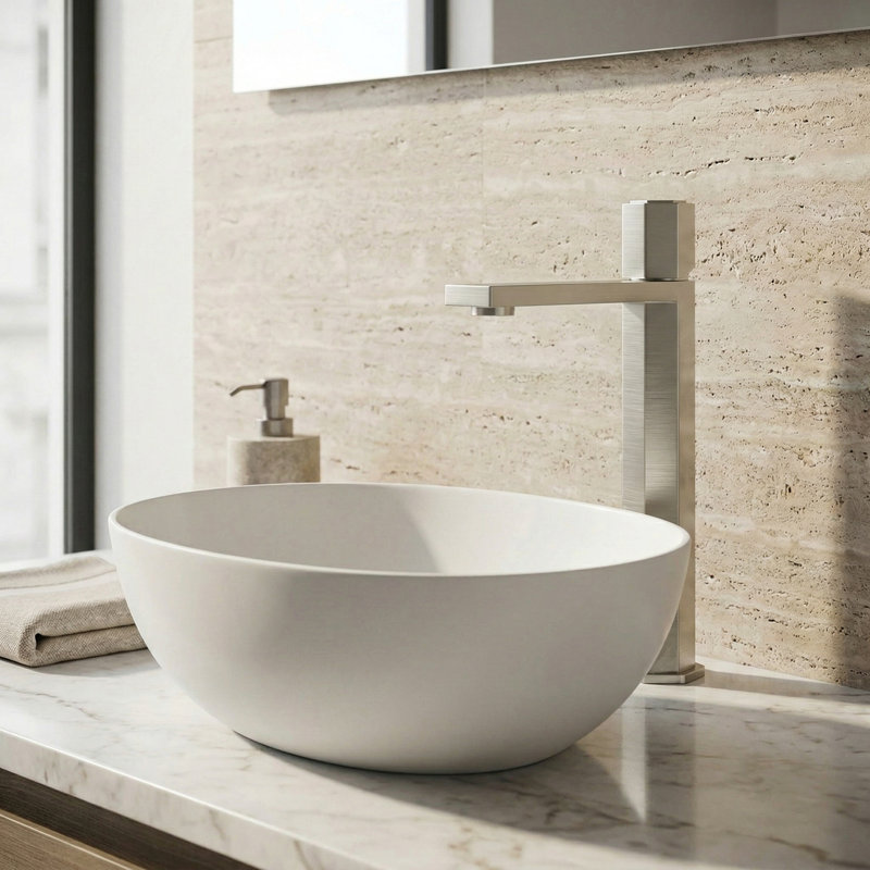 Nova 10" H Single Handle Vessel Sink Bathroom Faucet, Brushed Nickel