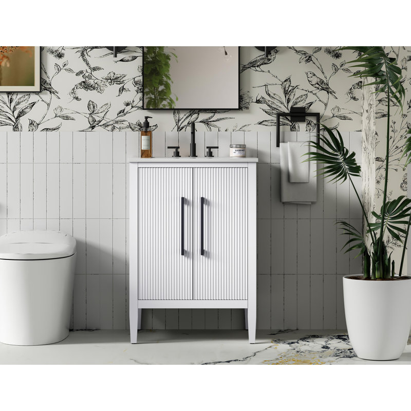 24 inch Single Bathroom Vanity, White