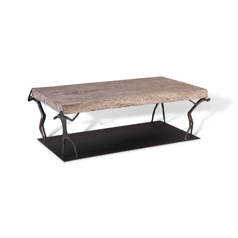 Atlas Gray and Black Solid Wood Rectangular Coffee Table