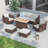 6 Piece Patio Conversation Set, Patio Sofa Set with Ottoman and Rectangular Fire Pit Table-112012868
