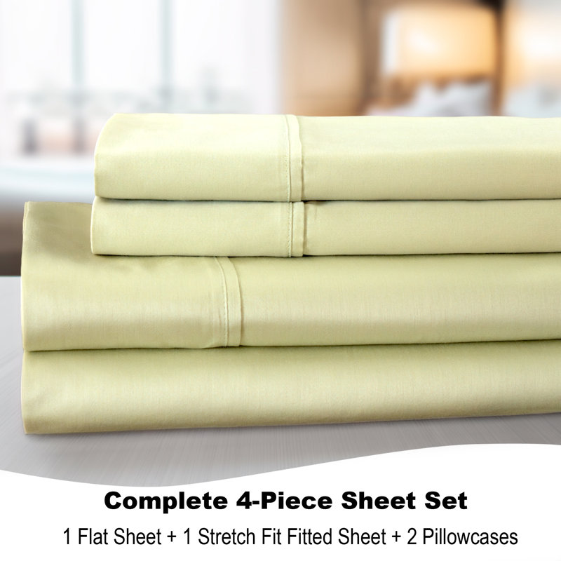 Ensemble de draps 300 fils en coton BedTite, Ensemble de draps pour grand lit + un drap-housse , ISE