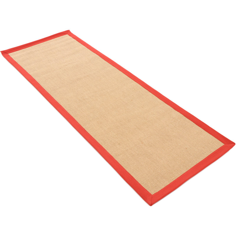 Sisal Hand Woven Red Rug, Runner 75 x 300cm