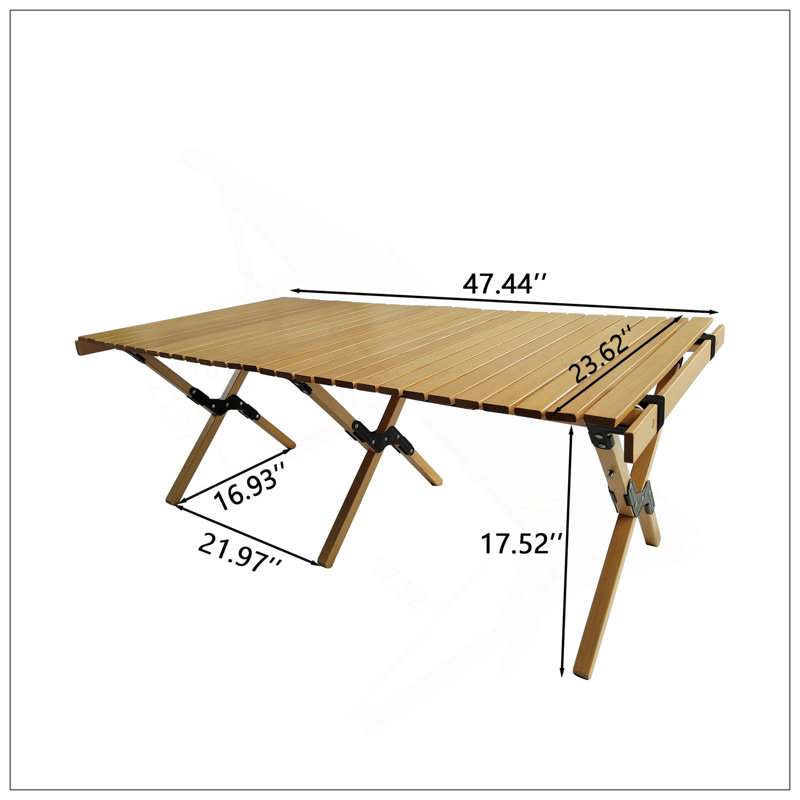 Table de salle à manger portative pliable en bois multifonctionnelle, Naturalindoor et Outdoor Universal, naturel