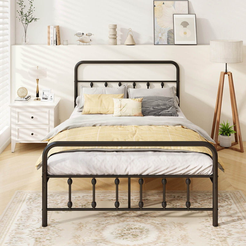 Bed Frame With Headboard Under Bed Storage No Box Spring Needed Black, Full