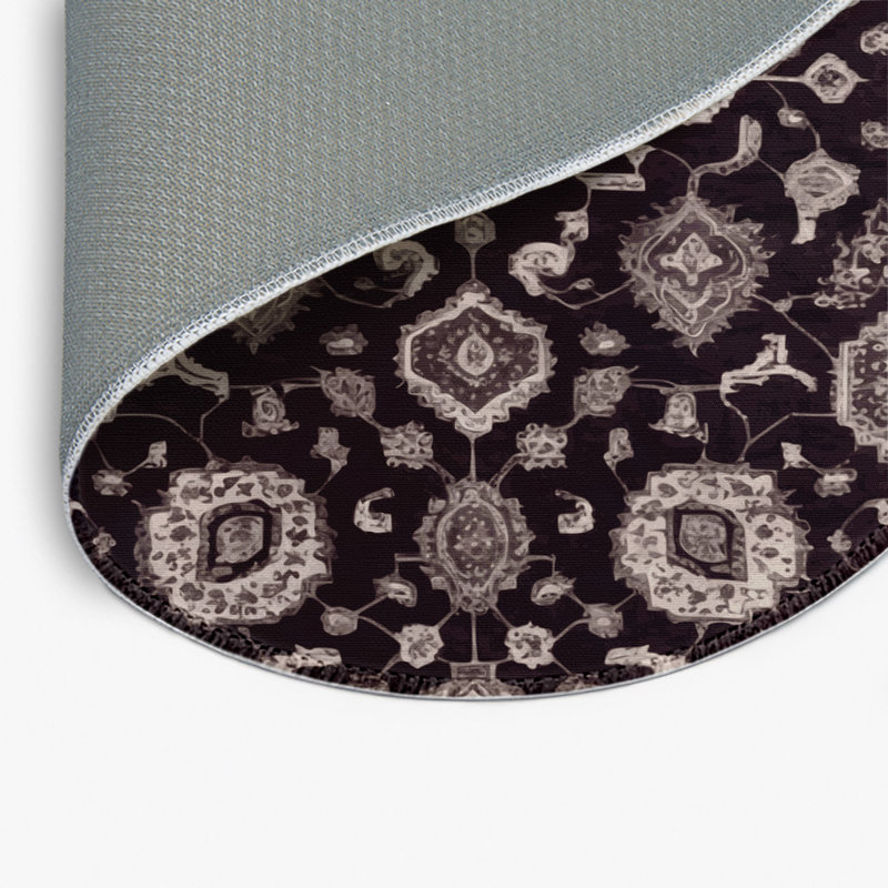 Tapis noir intérieur et extérieur Tabriz, Rond 5 pi