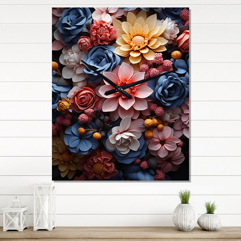 Horloge murale florale rose Dream I - fleurs, Très grand